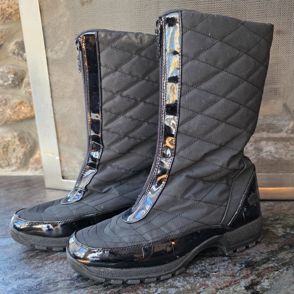 Totes Black Front Zip-Up All Weather Boots Size 10